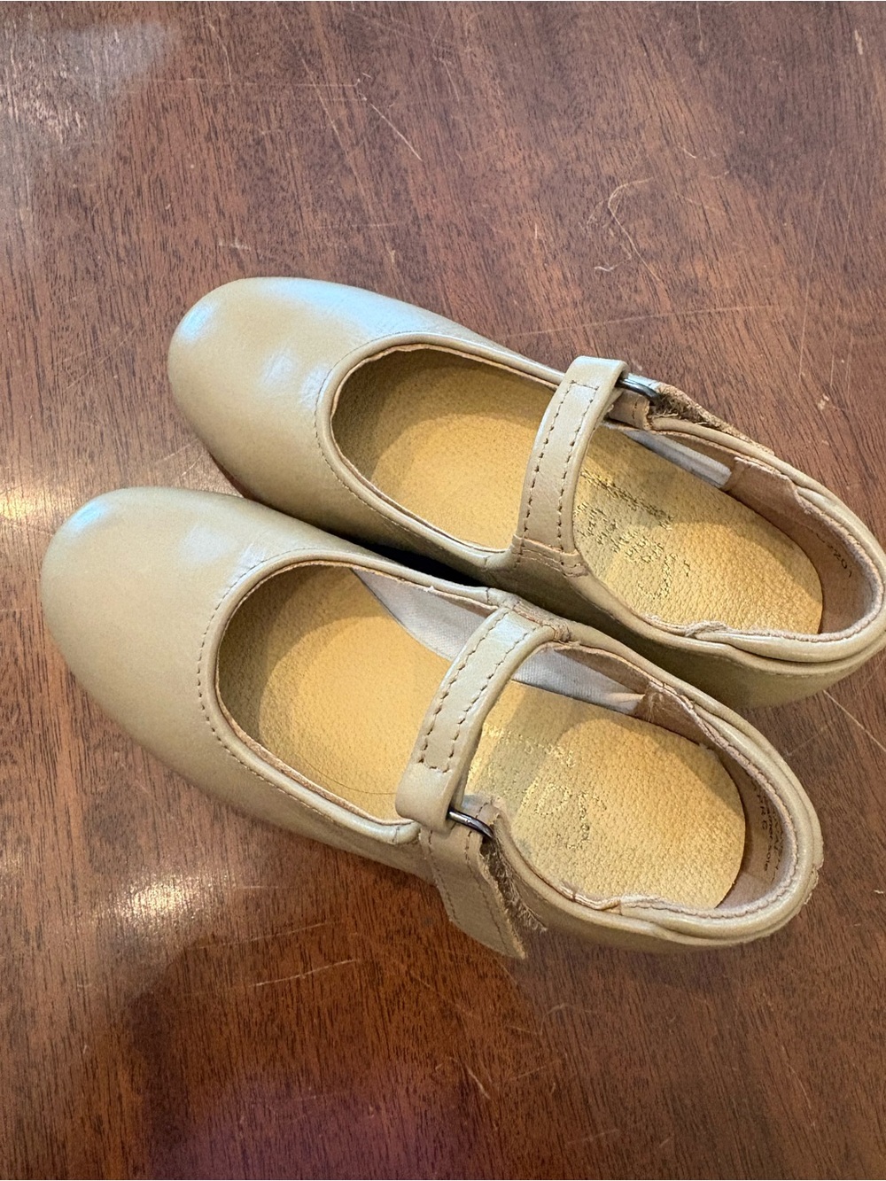 Kids Beige Mary Jane Tap Shoes with Velcro Straps
